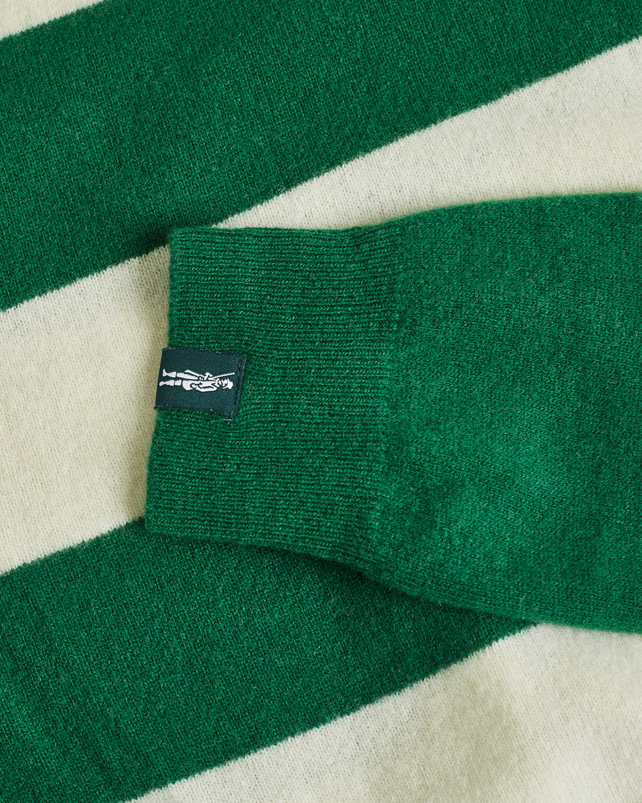 Herren | Mackintosh Knitted Wool Rugby Sweater Green/White | Pre-owned | Mackintosh Knitted Wool Rugby Sweater Green/White