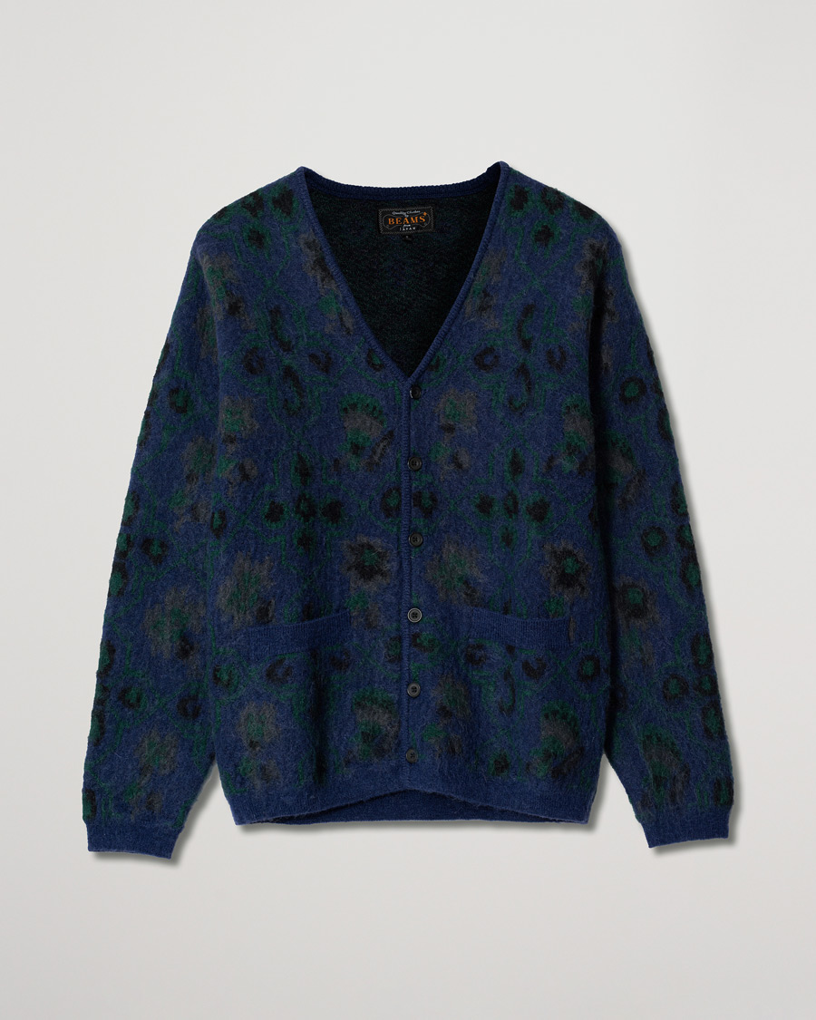 Herren | Pullover | Pre-owned | BEAMS PLUS Botanical Jacquard Cardigan Navy