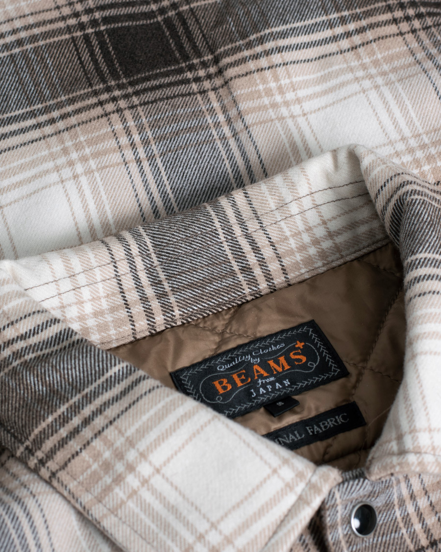 Herren | Jacken | Pre-owned | BEAMS PLUS Quilted Open Collar Jacket Brown Check