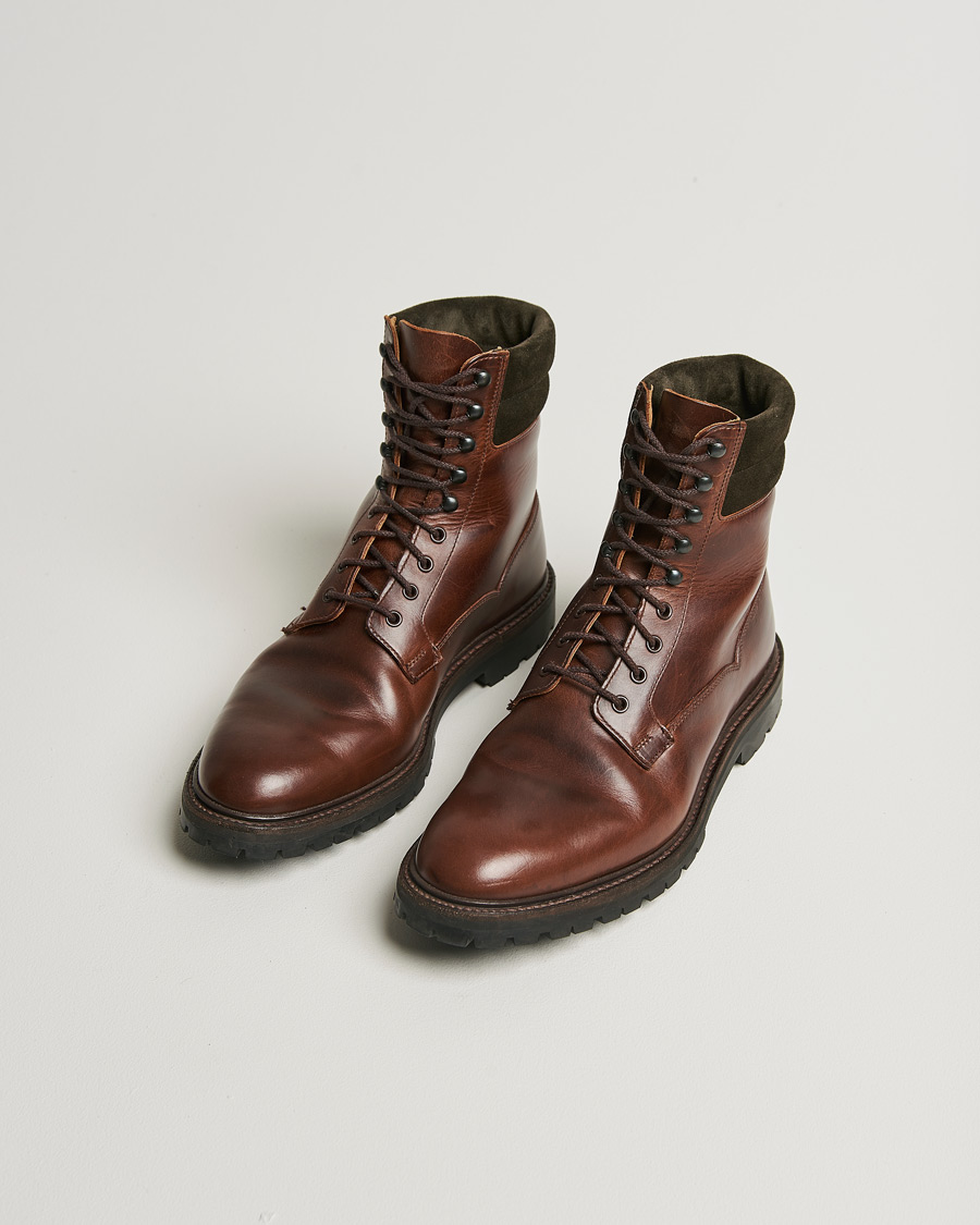 Herren | Boots | Pre-owned | Crockett & Jones Ross Boot Vibram Sole Dark Brown Waxed Calf