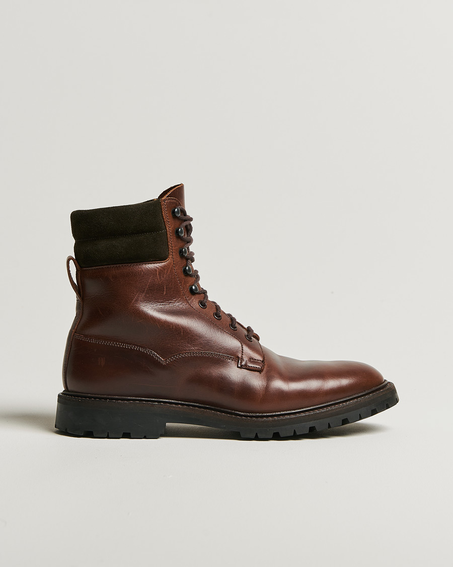 Herren | Boots | Pre-owned | Crockett & Jones Ross Boot Vibram Sole Dark Brown Waxed Calf