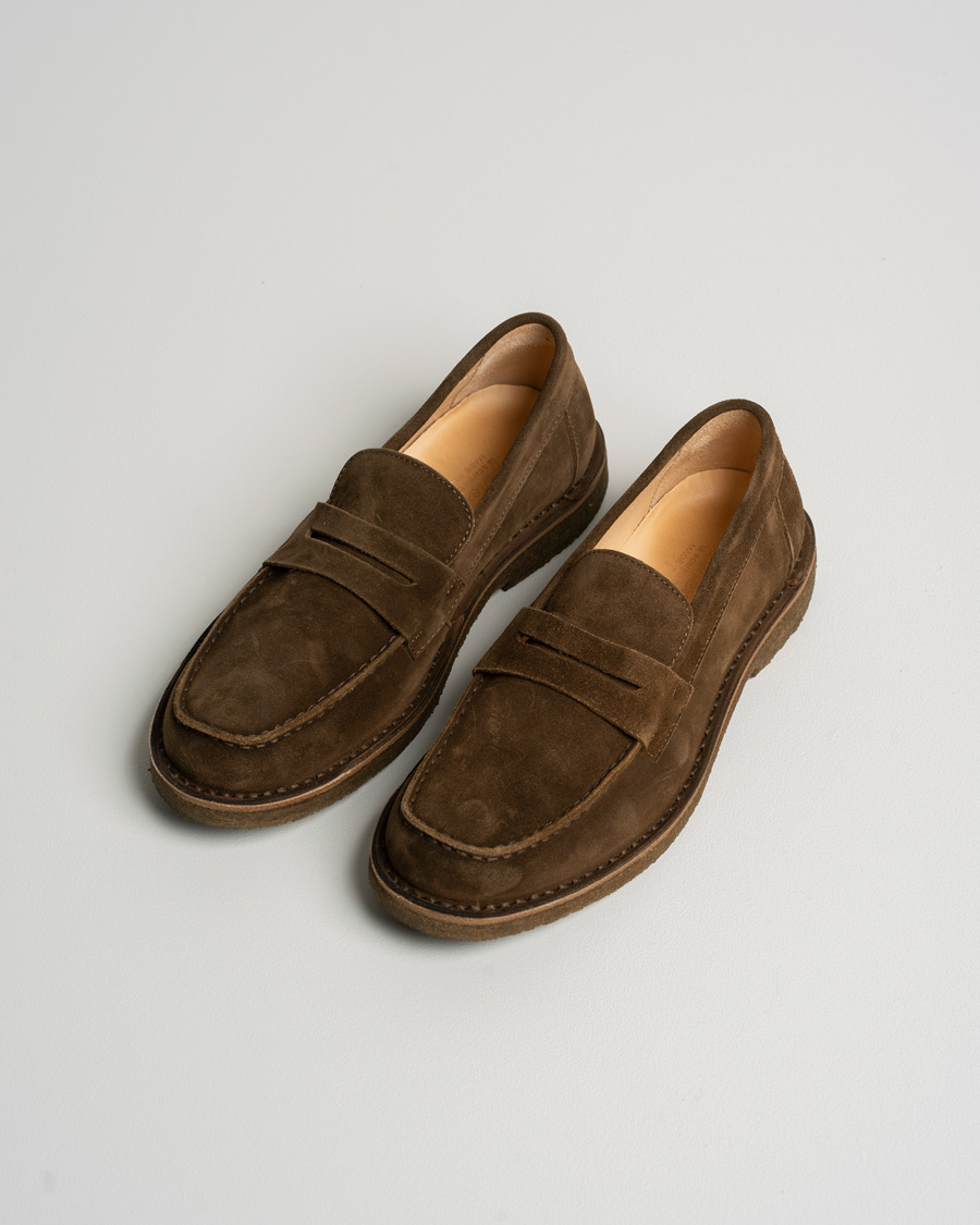 Herren | Astorflex Mokaflex Loafer Dark Khaki Suede | Pre-owned | Astorflex Mokaflex Loafer Dark Khaki Suede