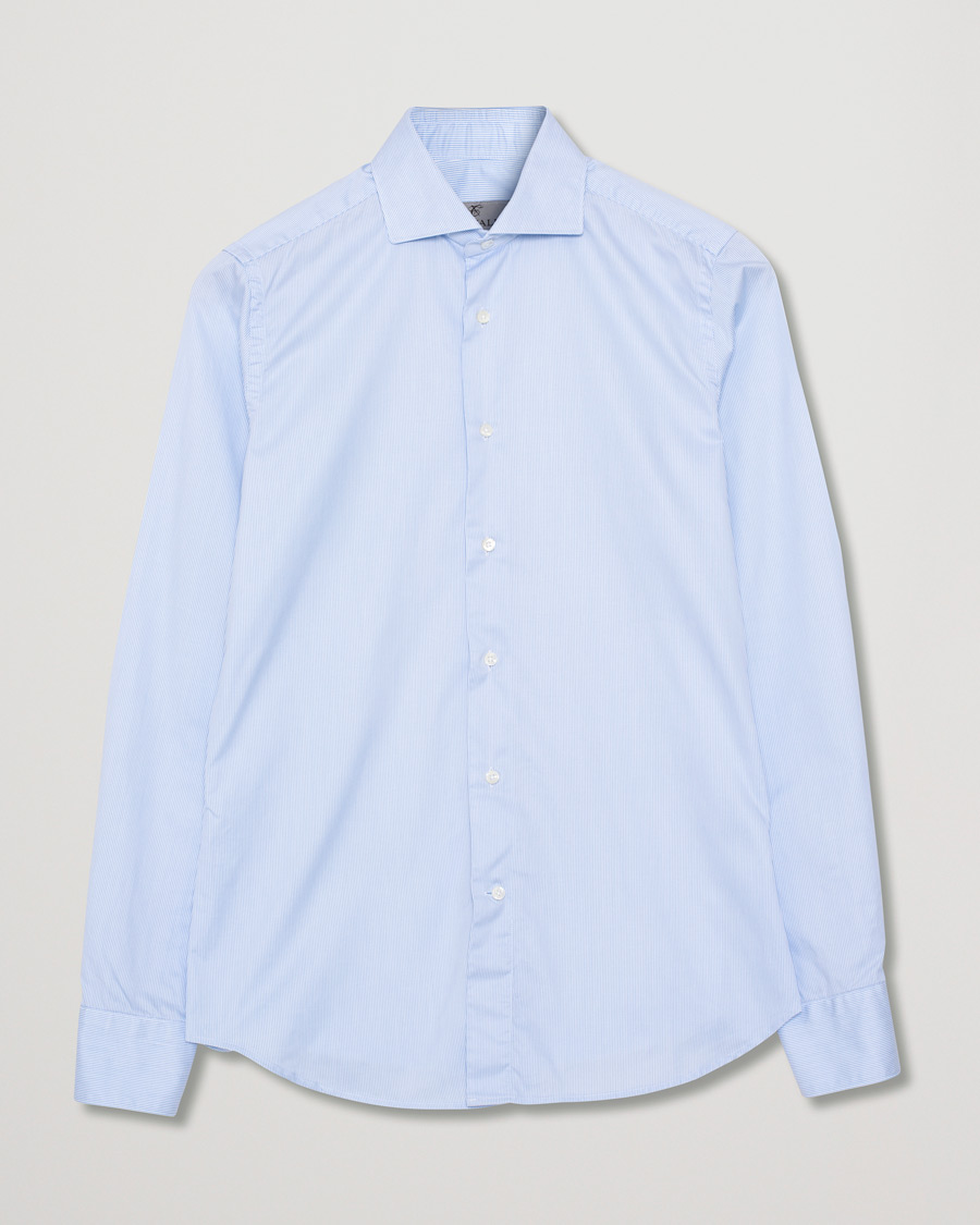 Herren | Hemden | Pre-owned | Canali Slim Fit Striped Cotton Shirt Light Blue