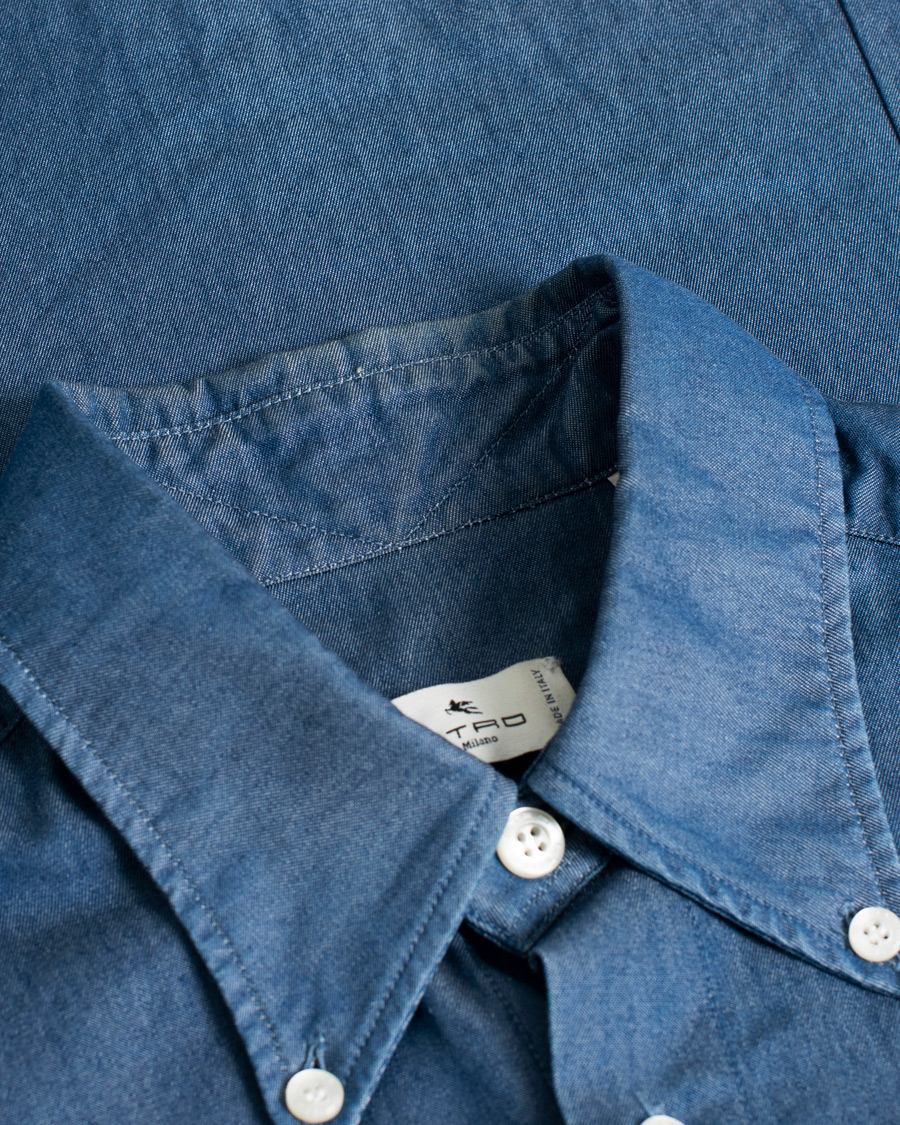 Herren | Hemden | Pre-owned | Etro Printed Denim Shirt Light Indigo