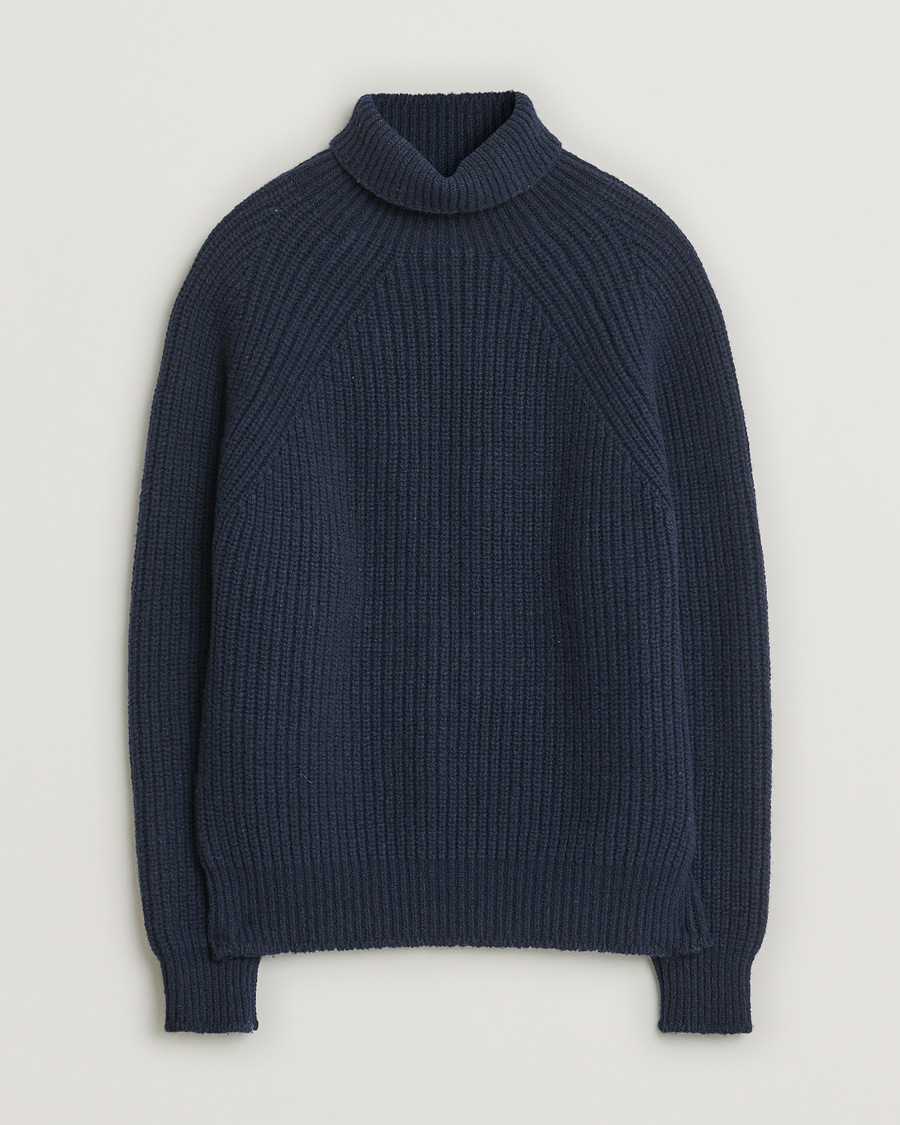 Herren | Pullover | Pre-owned | Inis Meáin Wool/Cashmere Boatbuilder Turtleneck Navy