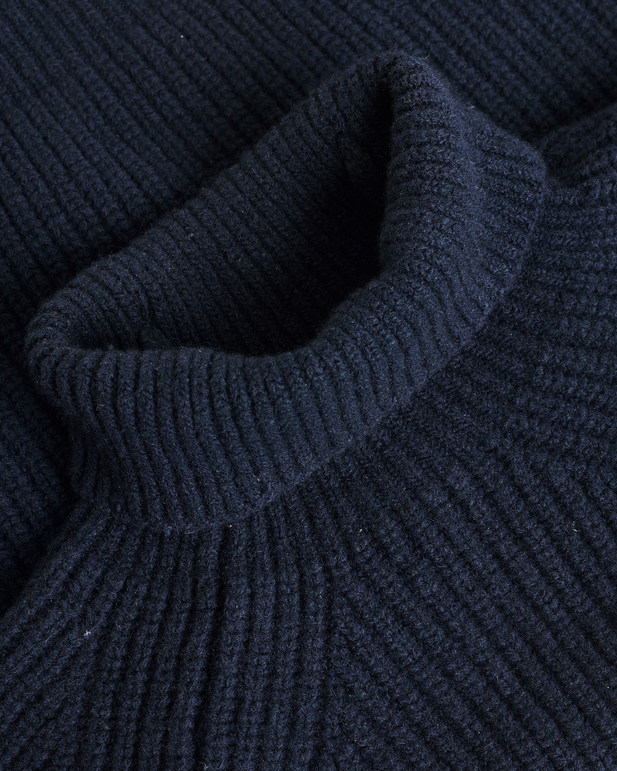 Herren | Pullover | Pre-owned | Inis Meáin Wool/Cashmere Boatbuilder Turtleneck Navy