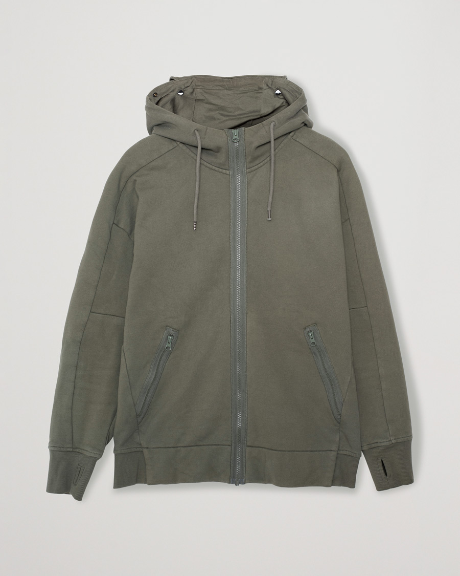 Herren | Pullover | Pre-owned | C.P. Company Diagonal Raised Fleece Full Zip Goggle Hoodie Green