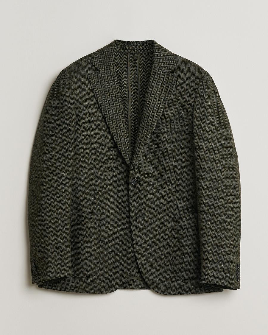 Herren | Pre-owned Sakkos | Pre-owned | L.B.M. 1911 Herringbone Wool Blazer Green 52