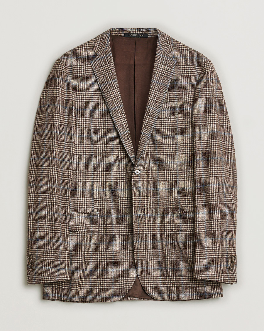 Herren | Pre-owned Sakkos | Pre-owned | Corneliani Check Wool Blazer Brown 52