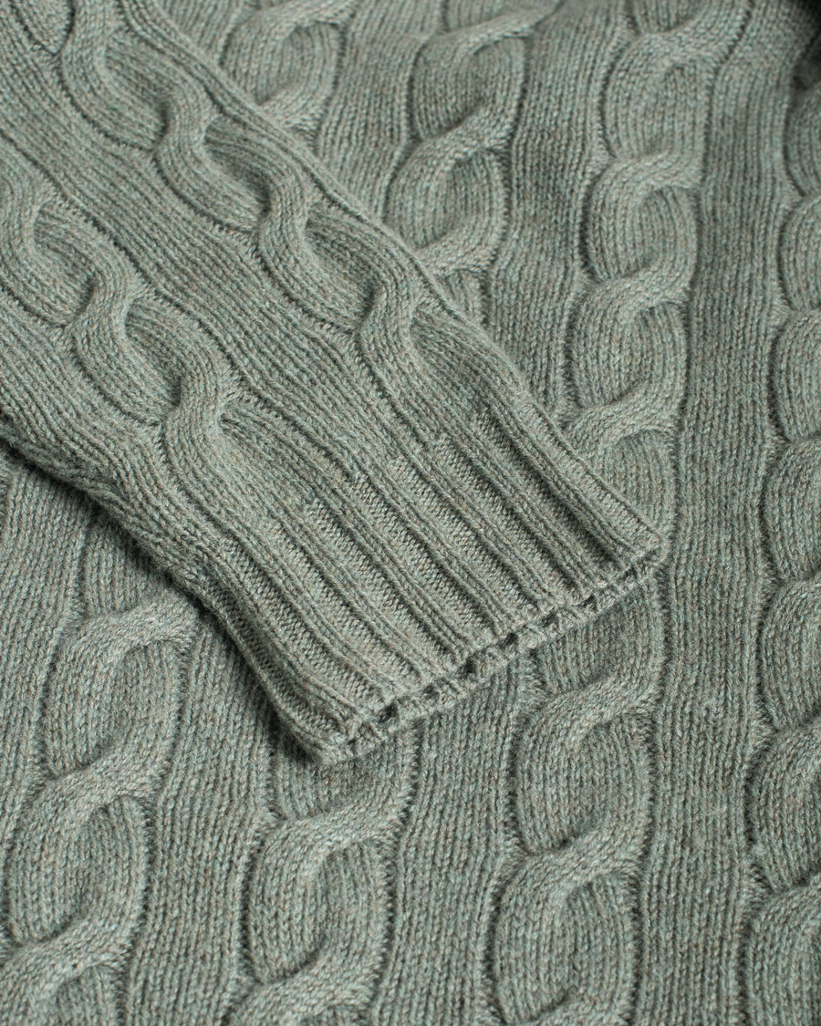 Herren | Pullover | Pre-owned | Ralph Lauren Purple Label Cashmere Cable Crew Neck Sweater Sea Spray