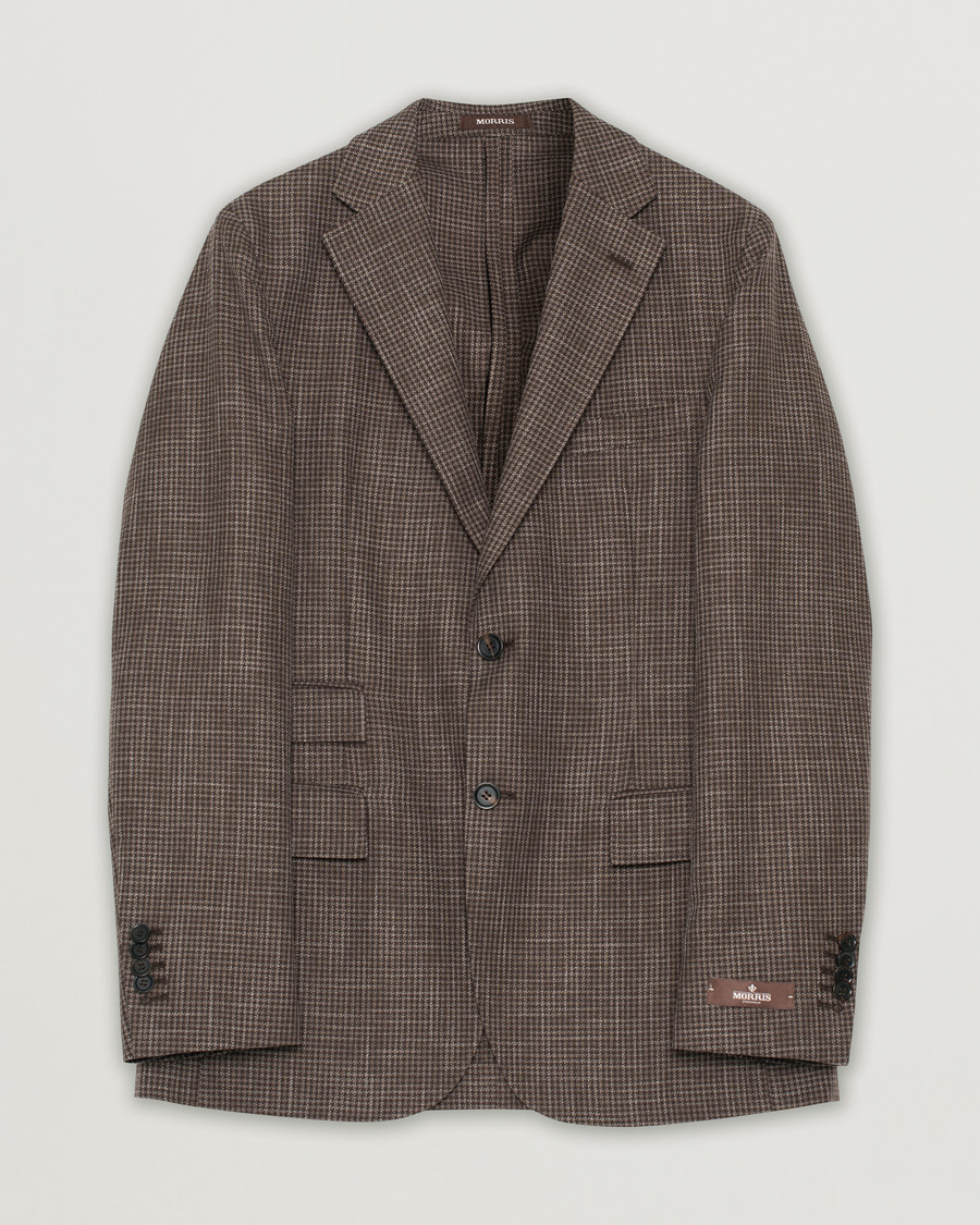 Herren | Morris Heritage Keith Cotton/Wool Dogtooth Blazer Brown | Pre-owned | Morris Heritage Keith Cotton/Wool Dogtooth Blazer Brown