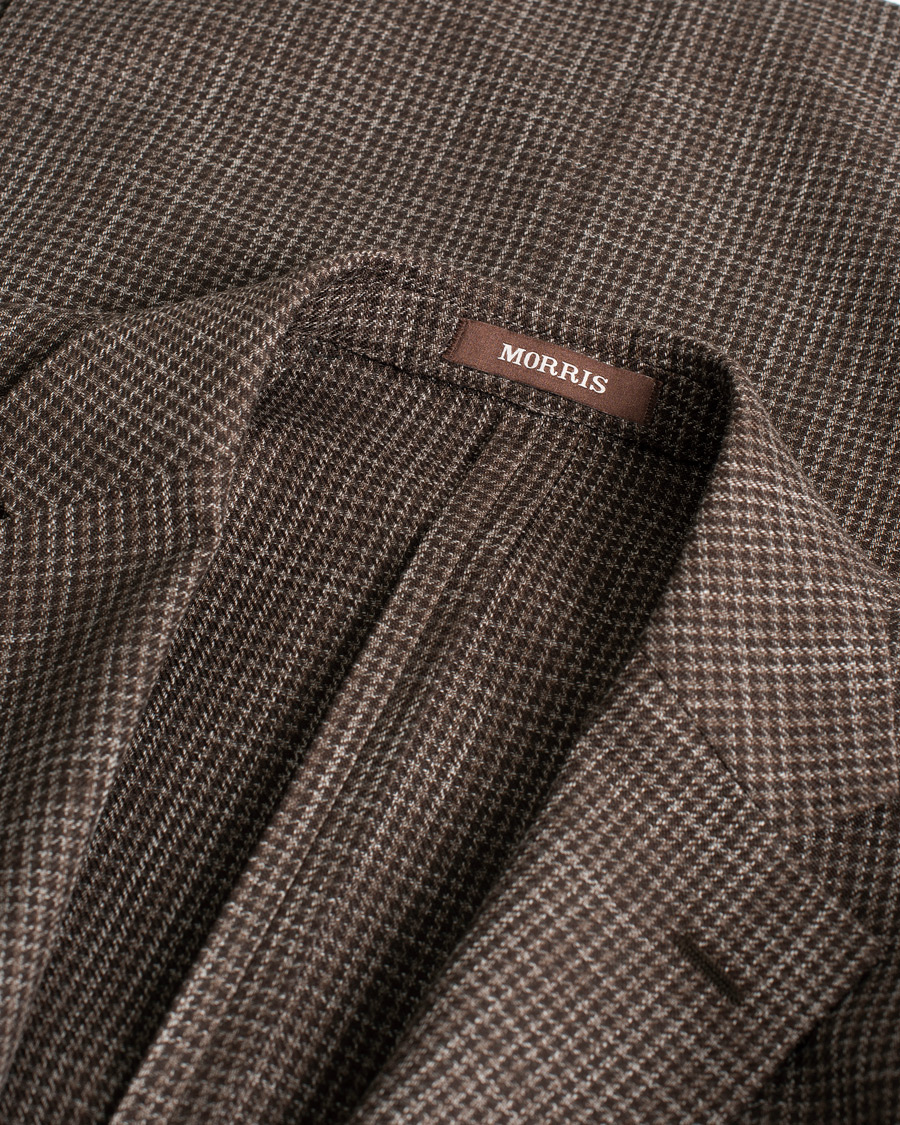 Herren | Morris Heritage Keith Cotton/Wool Dogtooth Blazer Brown | Pre-owned | Morris Heritage Keith Cotton/Wool Dogtooth Blazer Brown