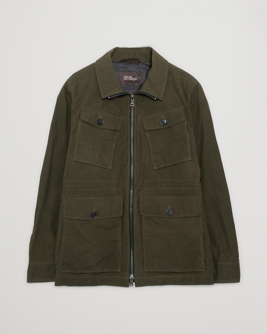 Herren | Jacken | Pre-owned | Oscar Jacobson Balder Waxed Field Jacket Dark Green