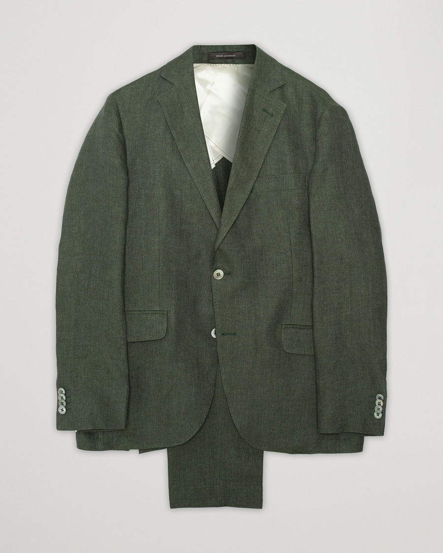 Herren | Sakkos | Pre-owned | Oscar Jacobson Ferry Linen Suit Green 50