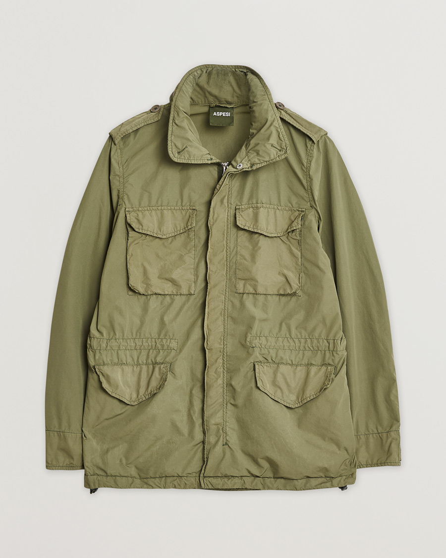 Herren | Aspesi Giubotto Garment Dyed Field Jacket Army Green | Pre-owned | Aspesi Giubotto Garment Dyed Field Jacket Army Green