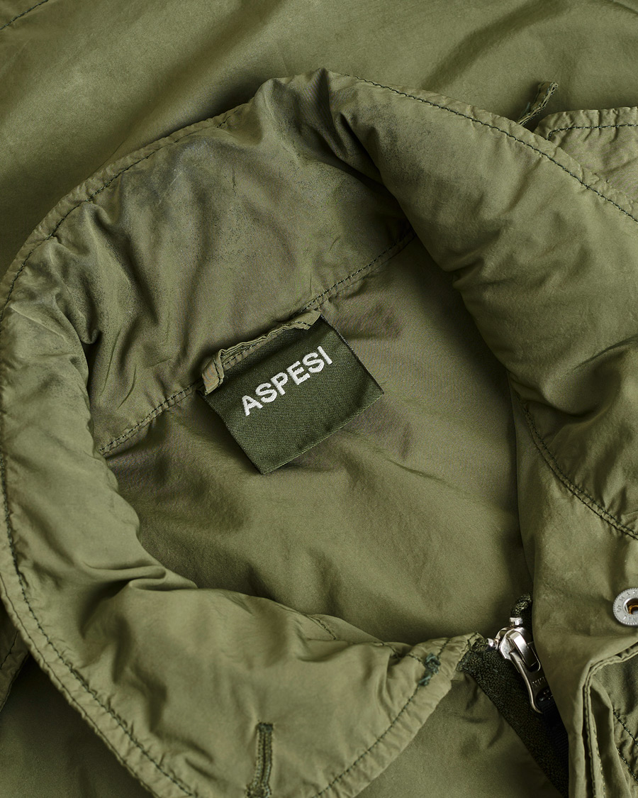 Herren | Aspesi Giubotto Garment Dyed Field Jacket Army Green | Pre-owned | Aspesi Giubotto Garment Dyed Field Jacket Army Green