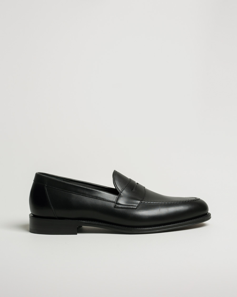 Herren | Loake 1880 Hornbeam Eco Penny Loafer Black | Pre-owned | Loake 1880 Hornbeam Eco Penny Loafer Black