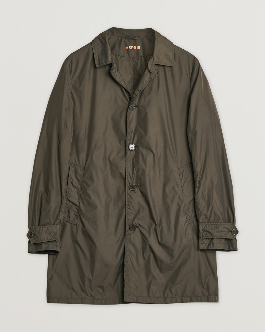 Herren | Aspesi Limone Raincoat Dark Green M | Pre-owned | Aspesi Limone Raincoat Dark Green M