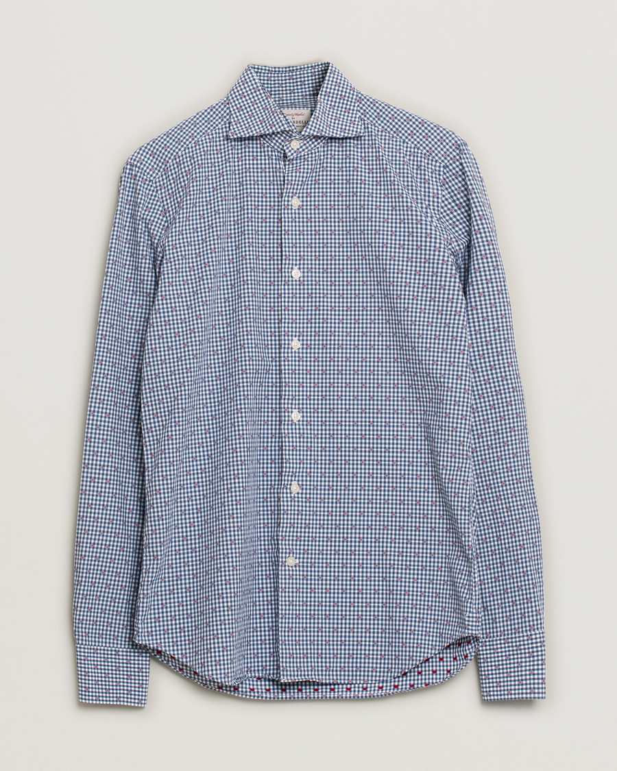 Herren | Hemden | Pre-owned | Ghirardelli Small Check Cut Away Shirt Blue 39