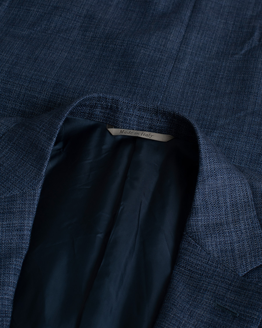Herren | Sakkos | Pre-owned | Canali Wool Silk & Linen Blazer Blue Melange 50