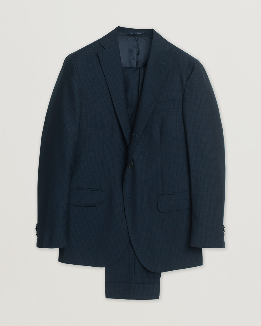 Herren | Sakkos | Pre-owned | Gaiola Napoli Single Breasted Wool Suit Navy 50