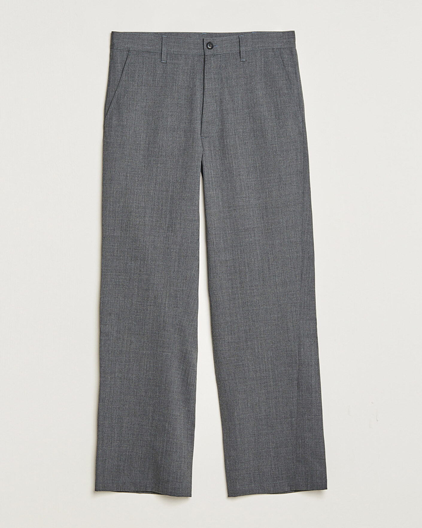 Herren | Sunflower Wide Twist Wool Trousers Grey Melange 48 | Pre-owned | Sunflower Wide Twist Wool Trousers Grey Melange 48