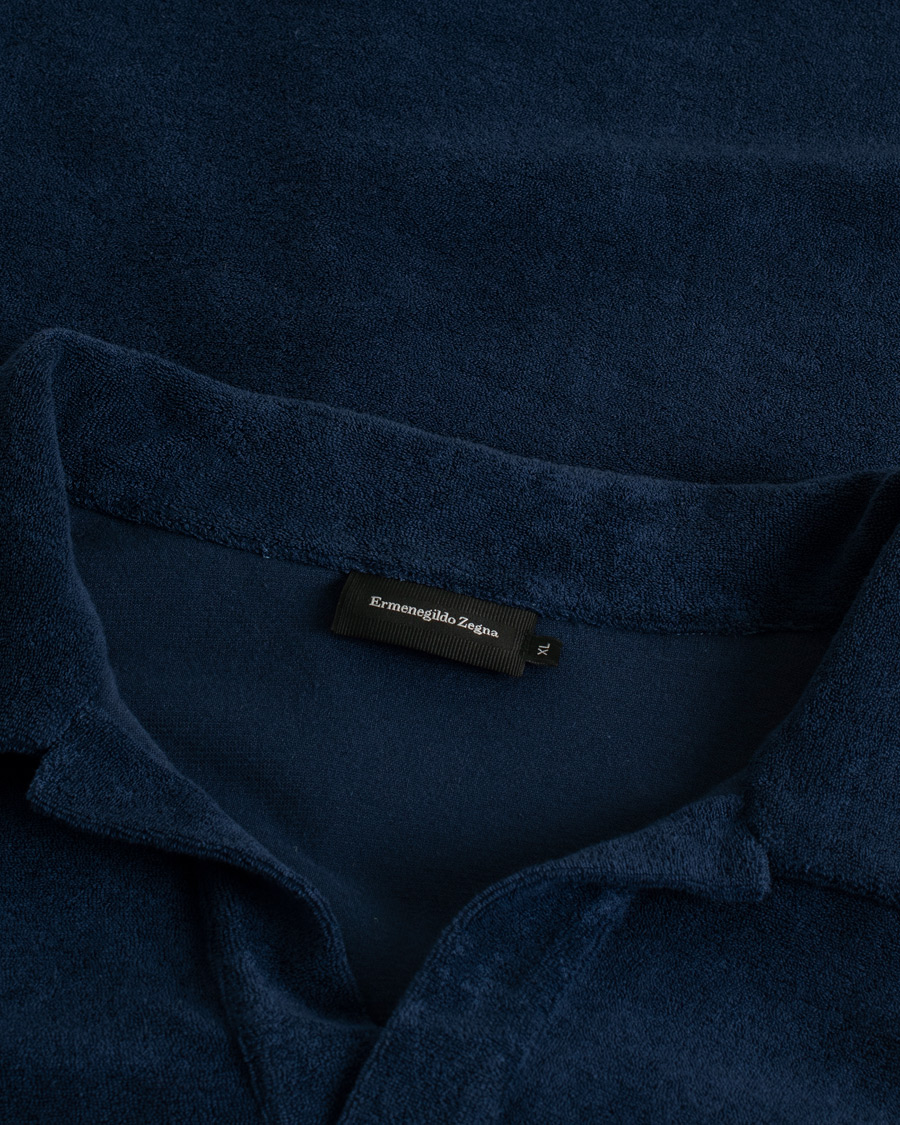 Herren | Poloshirts | Pre-owned | Ermenegildo Zegna Short Sleeve Terry Piquet Navy XL