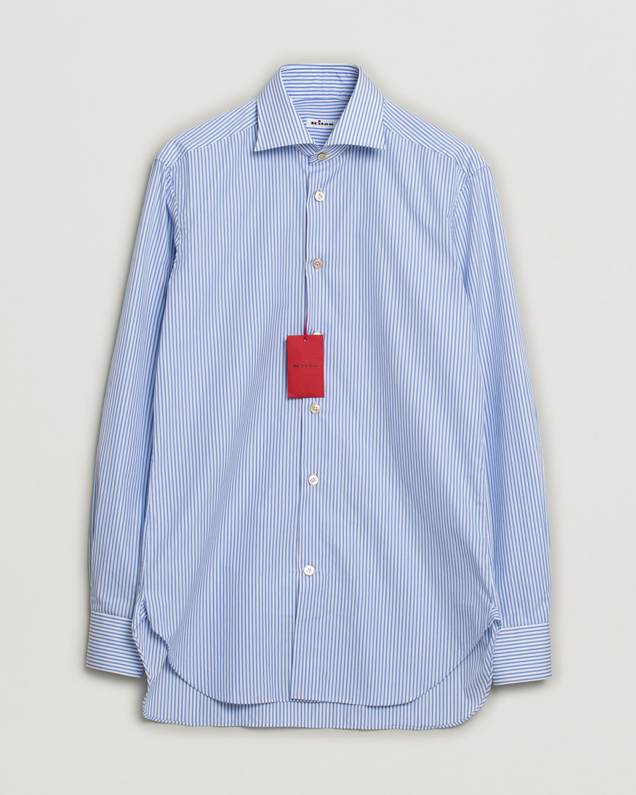 Herren | Hemden | Pre-owned | Kiton Slim Fit Striped Poplin Shirt Light Blue