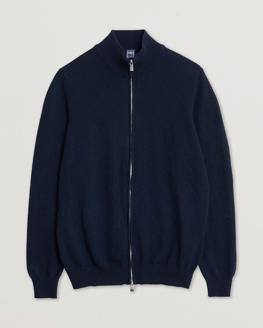 Herren | Pre-owned Pullover | Pre-owned | Fedeli Cashmere Full Zip Navy 48