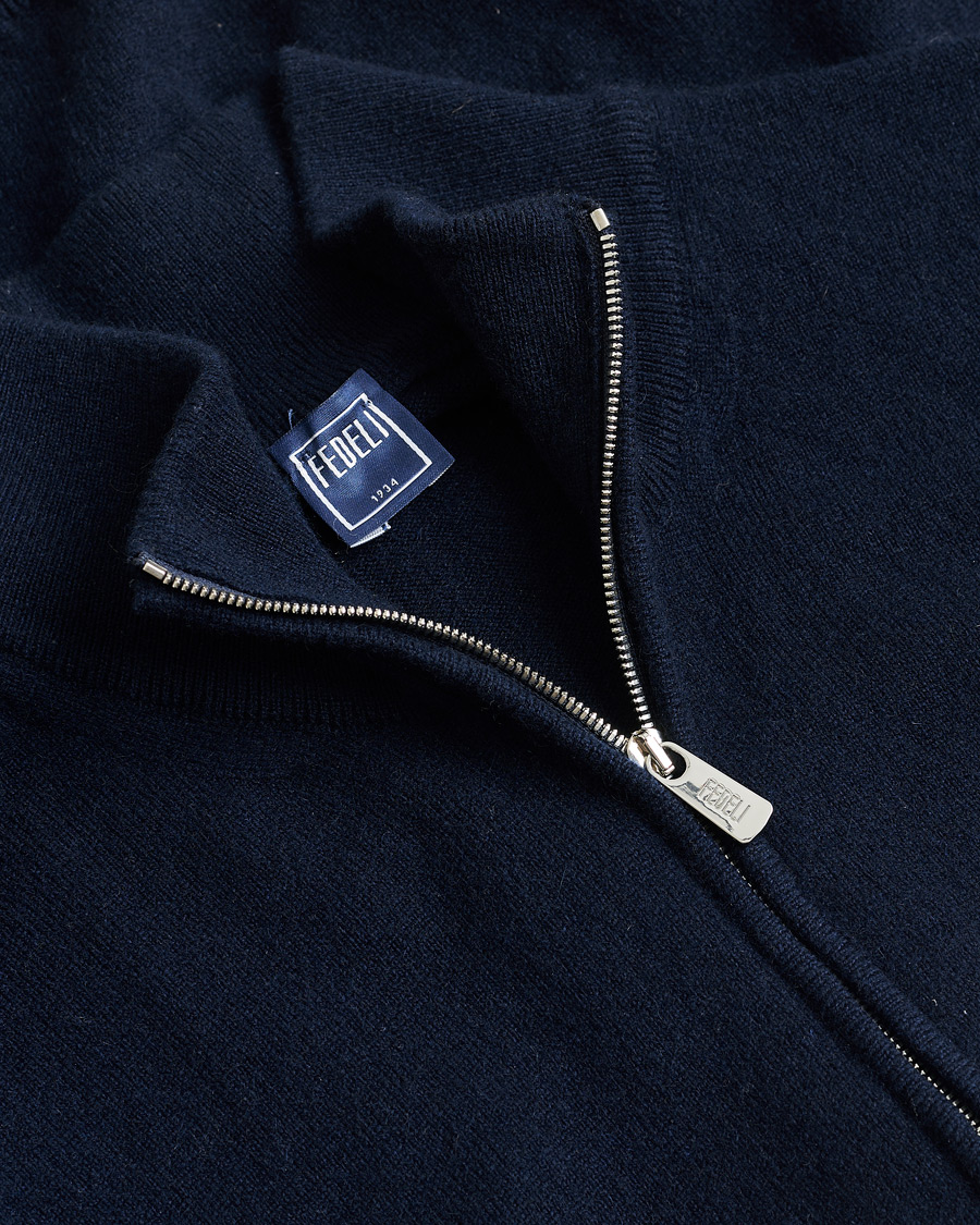 Herren | Pre-owned Pullover | Pre-owned | Fedeli Cashmere Full Zip Navy 48