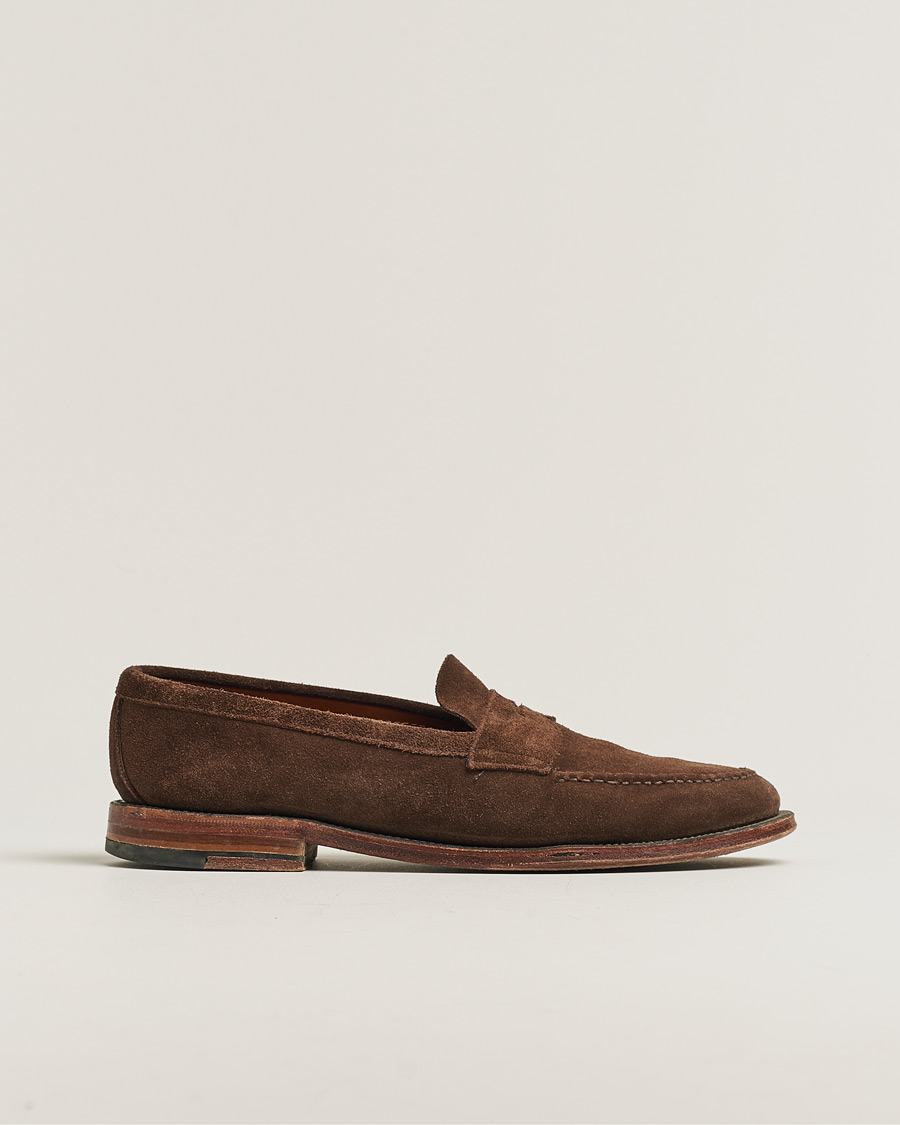Herren | Alden 6245F Unlined Leisure Handsewn Penny Loafer Dark Brown Suede US10 - EU44 | Pre-owned | Alden 6245F Unlined Leisure Handsewn Penny Loafer Dark Brown Suede US10 - EU44