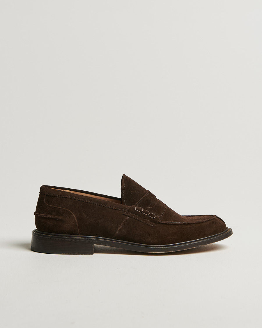 Herren | Tricker's James Penny Loafers Chocolate Suede | Pre-owned | Tricker's James Penny Loafers Chocolate Suede