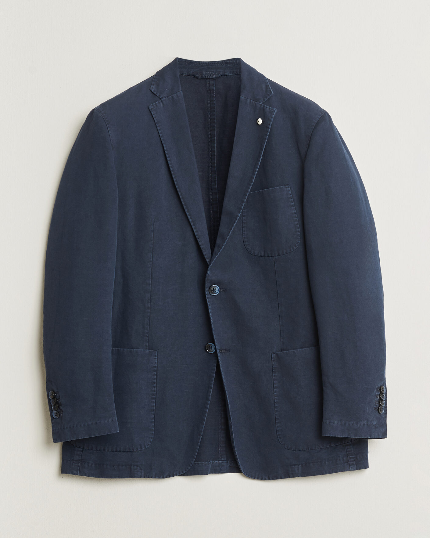 Herren | Pre-owned Sakkos | Pre-owned | L.B.M. 1911 Jack Regular Fit Cotton & Linen Blazer Navy 52