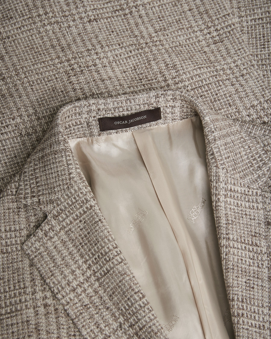 Herren | Sakkos | Pre-owned | Oscar Jacobson Jan Soft Checked Cotton/Linen Blazer Grey 152