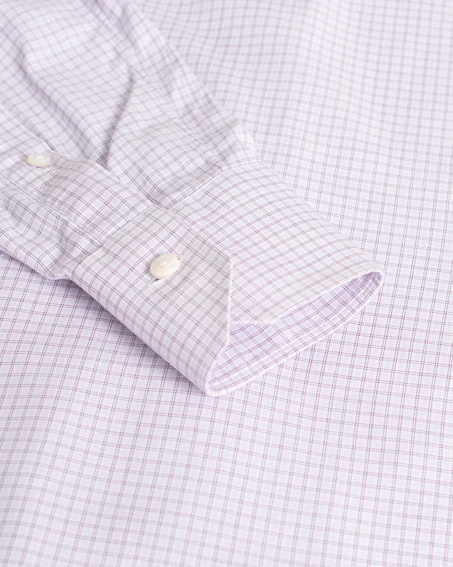 Herren | Hemden | Pre-owned | Ermenegildo Zegna Slim Fit Checked Dress Shirt Purple M