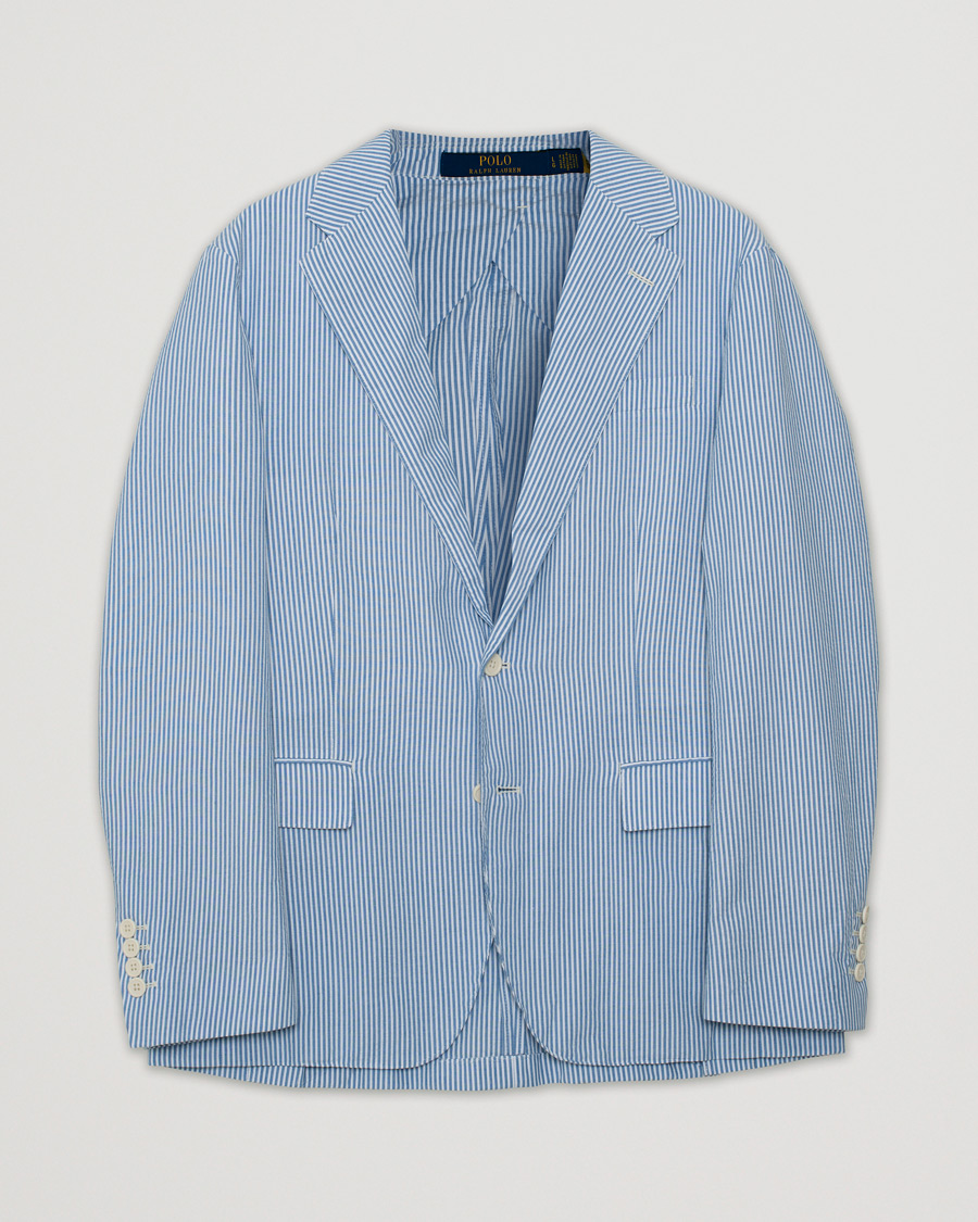Herren | Sakkos | Pre-owned | Polo Ralph Lauren Seersucker Sportcoat Bright Blue
