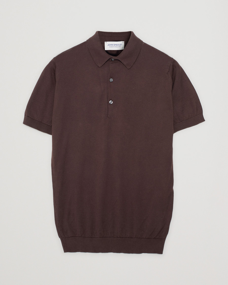 Herren | Poloshirts | Pre-owned | John Smedley Adrian Slim Fit Sea Island Polo Chocolat