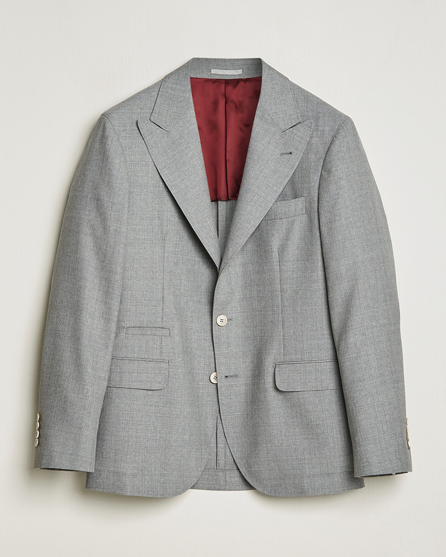 Herren |  | Pre-owned | Brunello Cucinelli Peak Lapel Wool Blazer Light Grey