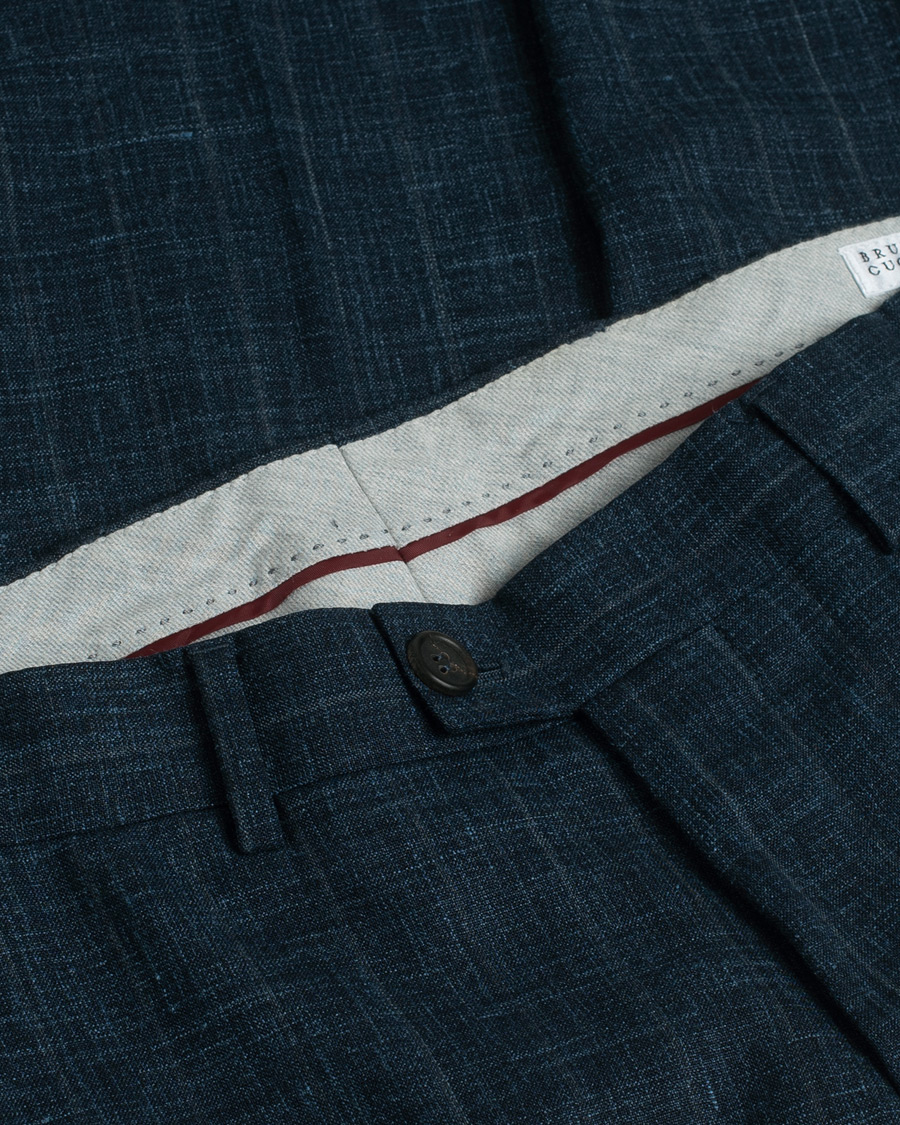 Herren | Sakkos | Pre-owned | Brunello Cucinelli Wool, Linen & Silk Suit Blue Melange 48