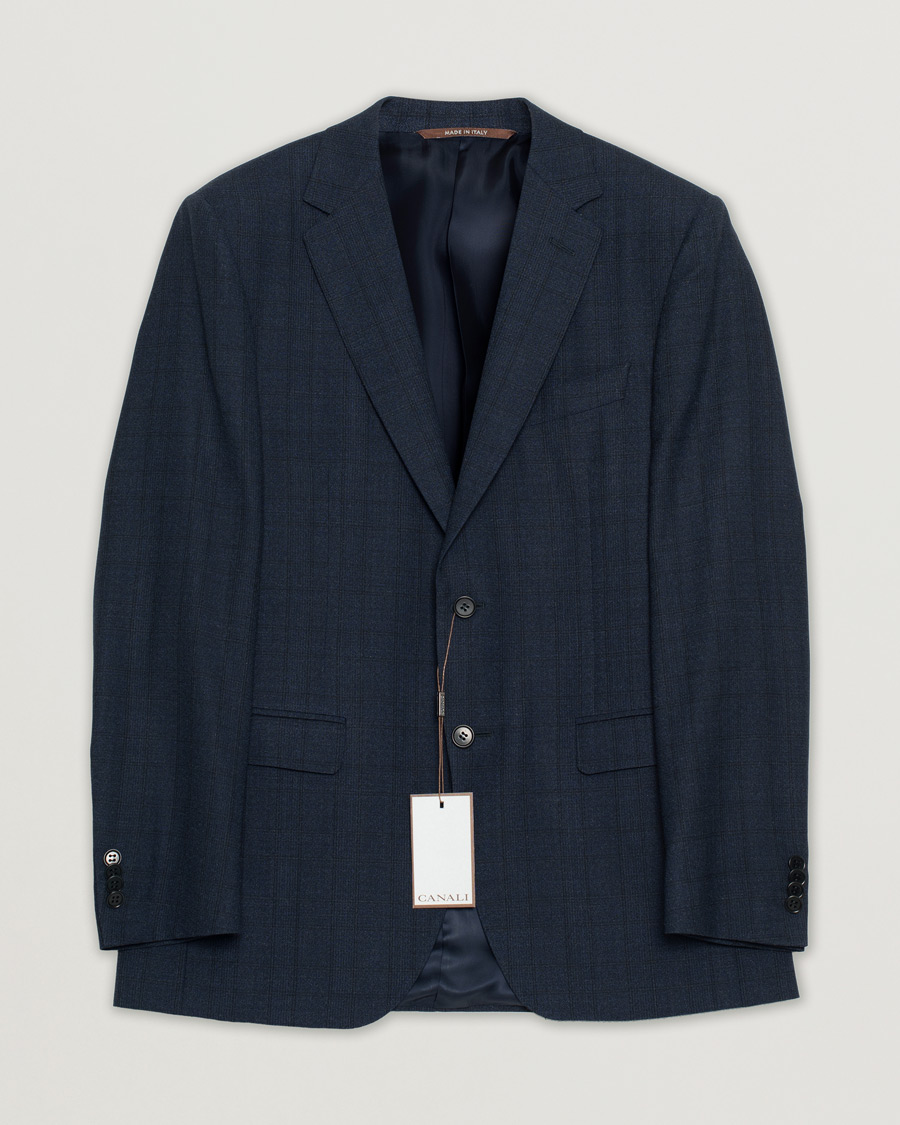 Herren | Pre-owned Sakkos | Pre-owned | Canali Checked Wool Blazer Navy 50
