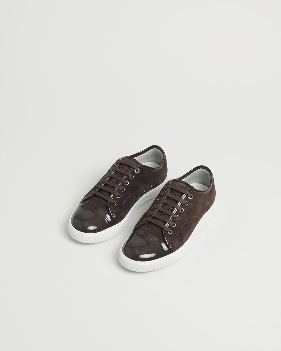 Herren | Lanvin Patent Cap Toe Sneaker Dark Brown | Pre-owned | Lanvin Patent Cap Toe Sneaker Dark Brown