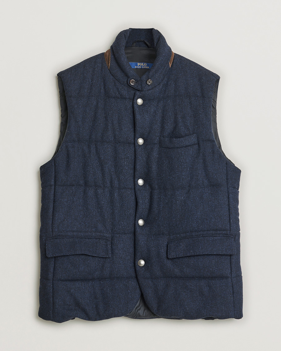 Herren | Polo Ralph Lauren Flannel Wool Vest Navy M | Pre-owned | Polo Ralph Lauren Flannel Wool Vest Navy M