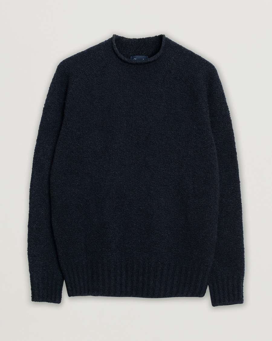 Herren | Pullover | Pre-owned | Drumohr Wool Boucle Mock Neck Navy 48
