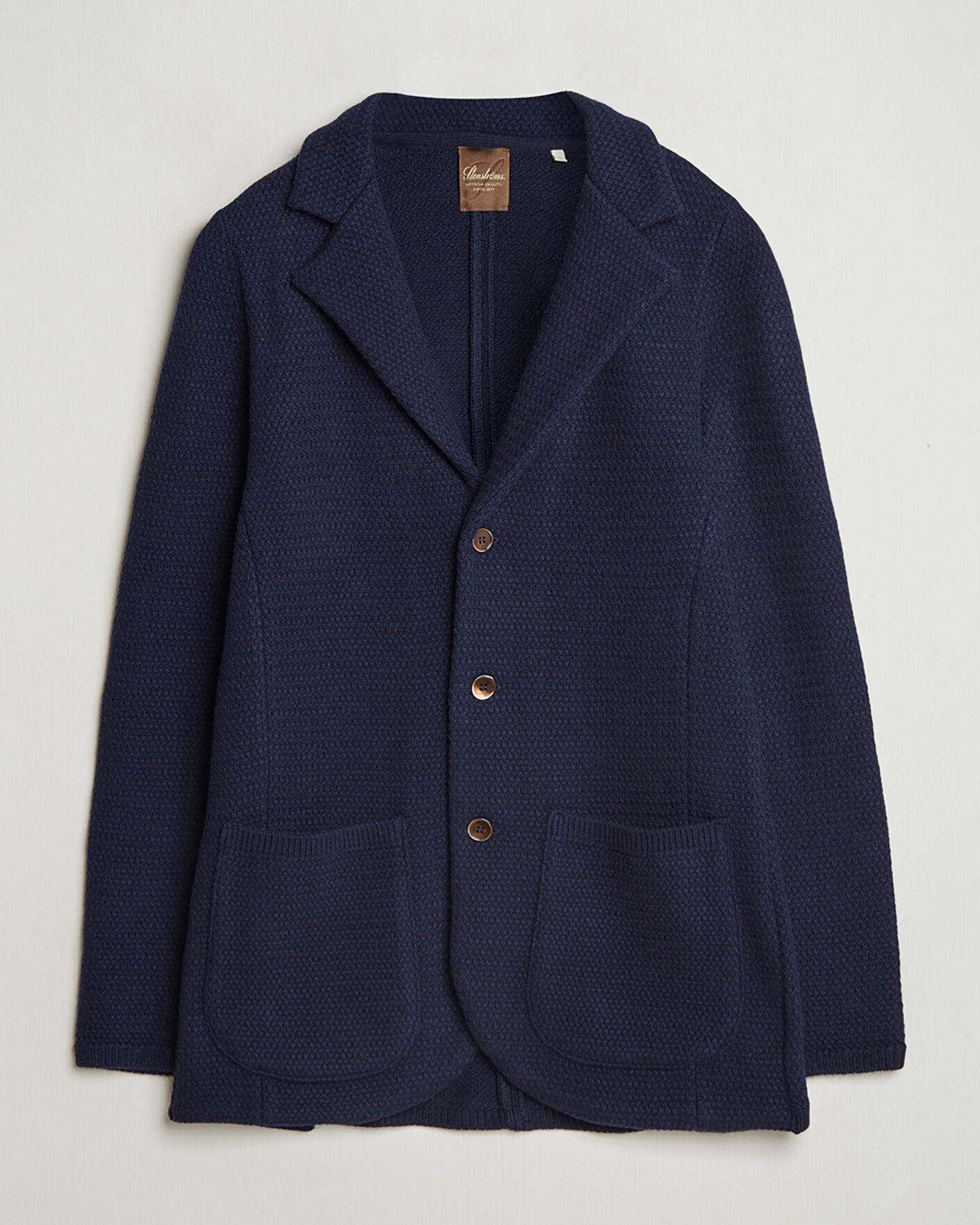 Herren | Pre-owned Sakkos | Pre-owned | Stenströms Knitted Textured Merino Wool Blazer Navy M