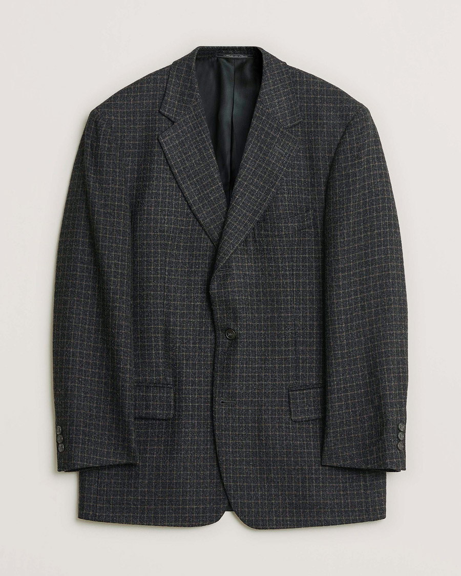 Herren | Pre-owned Sakkos | Pre-owned | Ermenegildo Zegna Vintage Wool Checked Blazer Dark Grey 50