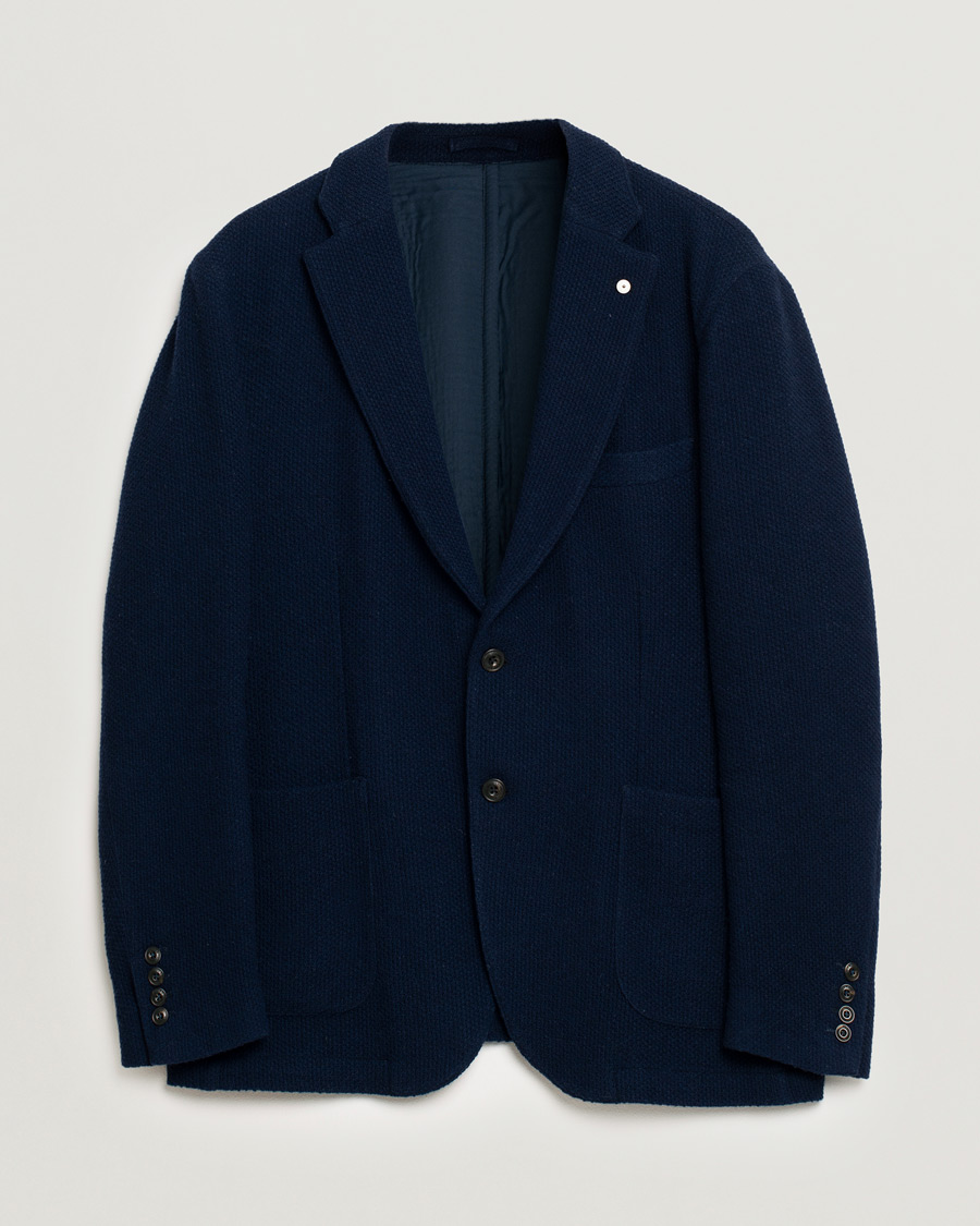 Herren | Sakkos | Pre-owned | L.B.M. 1911 Knitted Punto Wool Structure Blazer Navy