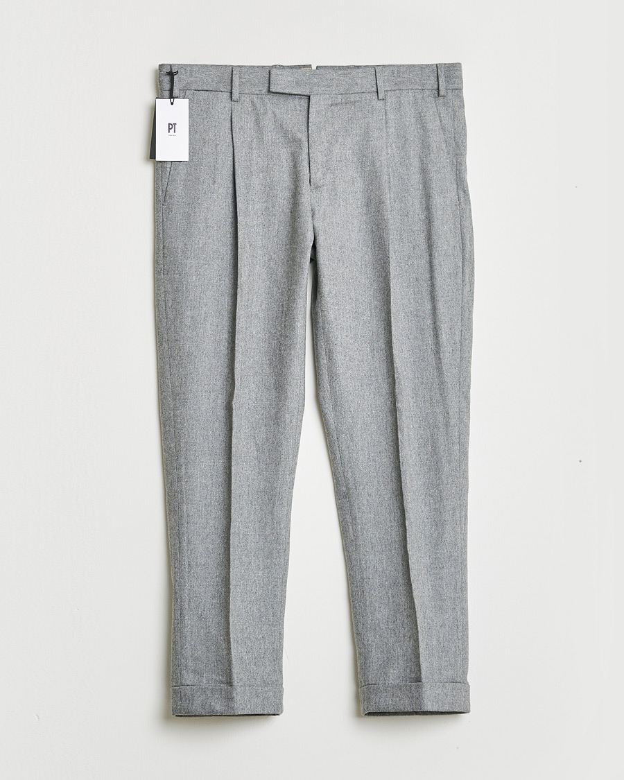 Herren | PT01 Pleated Wool Trousers Grey Melange 50 | Pre-owned | PT01 Pleated Wool Trousers Grey Melange 50