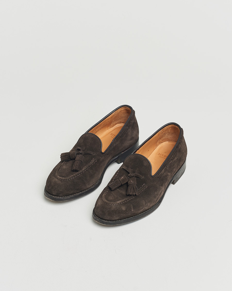 Herren | Myrqvist Mölle Tassel Loafer Dark Brown Suede UK6 - EU40 | Pre-owned | Myrqvist Mölle Tassel Loafer Dark Brown Suede UK6 - EU40