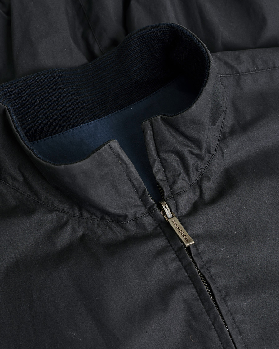 Herren | Ermenegildo Zegna Reversible Harrington Jacket Black/Blue L | Pre-owned | Ermenegildo Zegna Reversible Harrington Jacket Black/Blue L