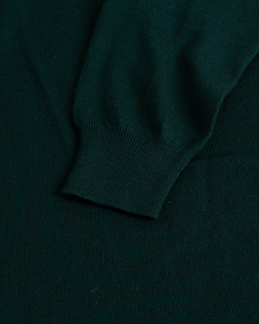 Herren | Pullover | Pre-owned | Drake's Long Sleeve Knit Polo Green L